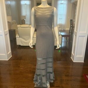 Tadashi Shoji Black Mesh Detail Maxi Dress